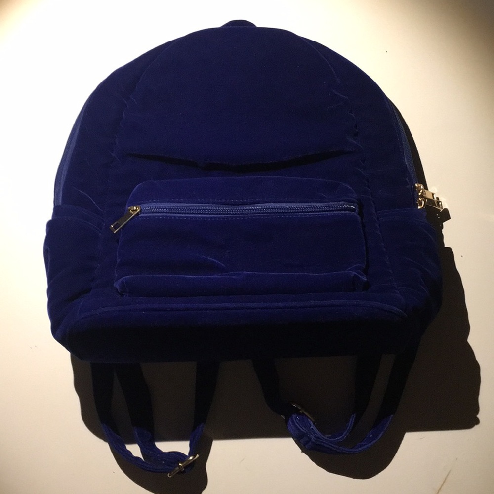 Daisy Street Blue Velvet bookbag